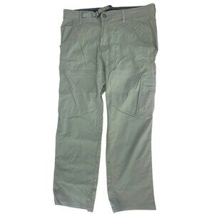 PrAna Mens Green Adjustable Waist Cotton-Nylon Blend Cargo Pants 34 x 30
